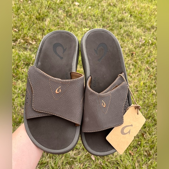 NWT Olukai Mens Nalu Slide Sandals Size 8 in Color Java - Picture 1 of 11